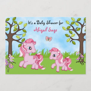 Pink Ponies Horse Baby showers Invitations ~ Fille