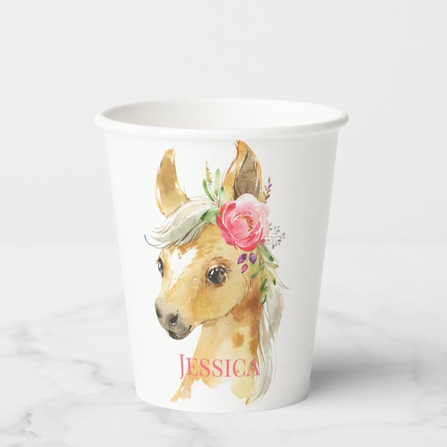Pink Pony Baby Dusche Pappbecher (Vorderseite)
