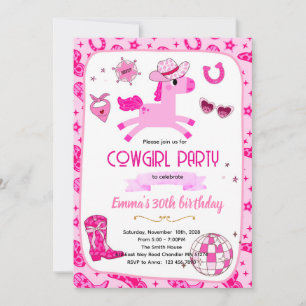 Pink Pony Cowgirl-Party-Einladung Einladung