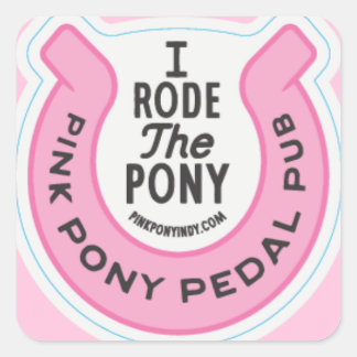 Pink Pony Pedal Pub Indy Quadratischer Aufkleber