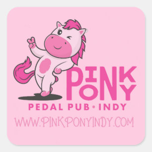 Pink Pony Pedal Pub Indy Quadratischer Aufkleber