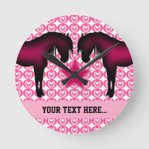 Pink Pony Personalisiert Runde Wanduhr