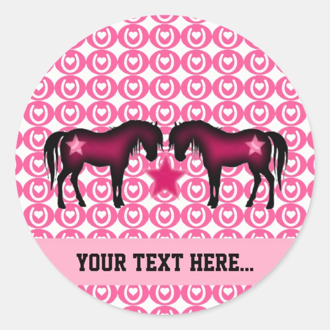 Pink Pony Personalisiert Runder Aufkleber (Vorderseite)
