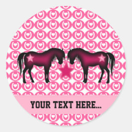 Pink Pony Personalisiert Runder Aufkleber