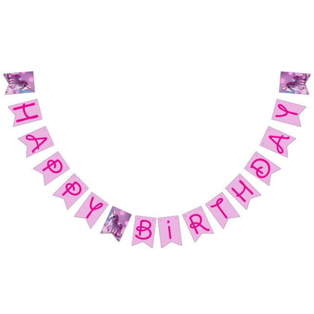 Pink Pony Unicorn Bunting Banner for Birthday (Alle)