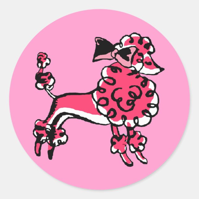 Pink Poodle 50 Runder Aufkleber (Vorderseite)