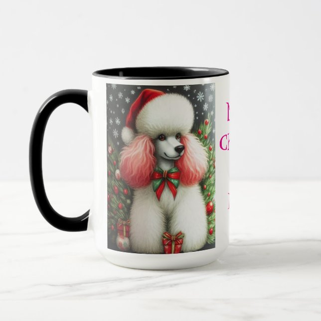 Pink Poodle Christmas Coffee Mug (Gauche)