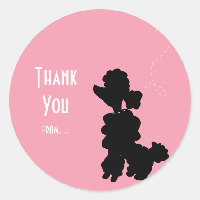 Pink Poodle Dog 50er Gastgeschenk Sticker (Vorderseite)