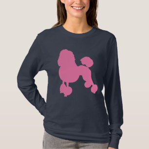 PINK POODLE DOG Navy Blue Women Long Sleeve T-Shirt