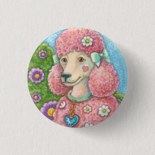 PINK POODLE DOG TASTE RUNDE BUTTON
