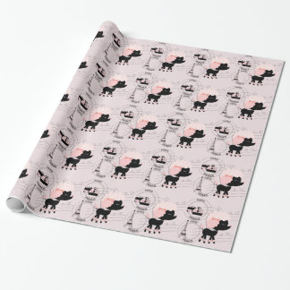 Pink Poodle Eiffelturm Paris Umschlagpapier Geschenkpapier