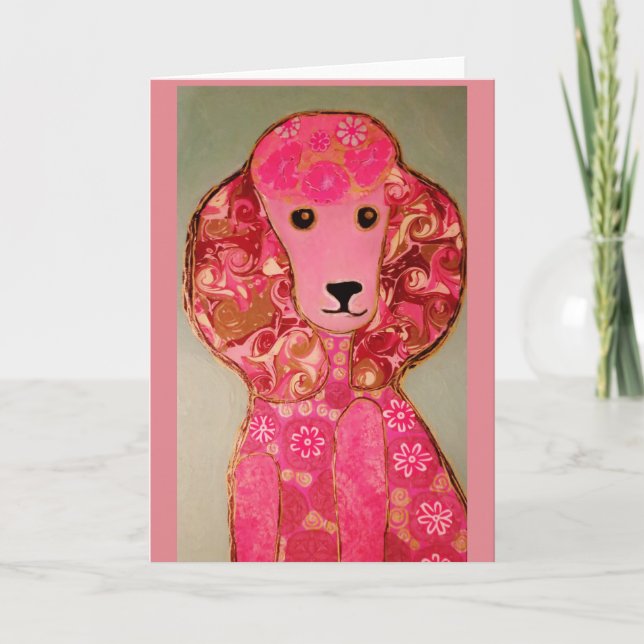 Pink Poodle Grußkarte Karte (Vorderseite)