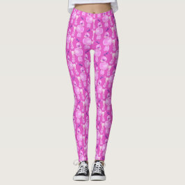 Pink Poodle Hund Aquarell Tierart Muster Leggings