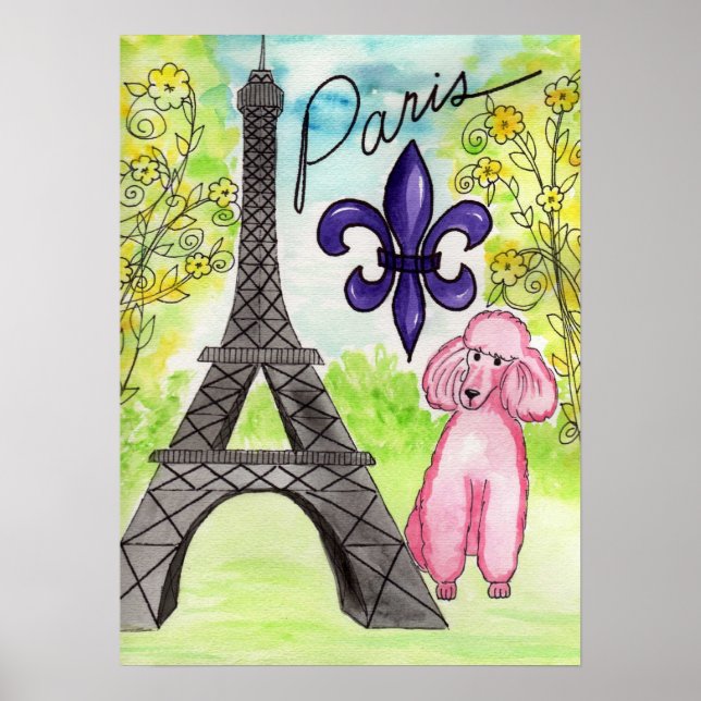 Pink Poodle in Paris Poster (Vorne)