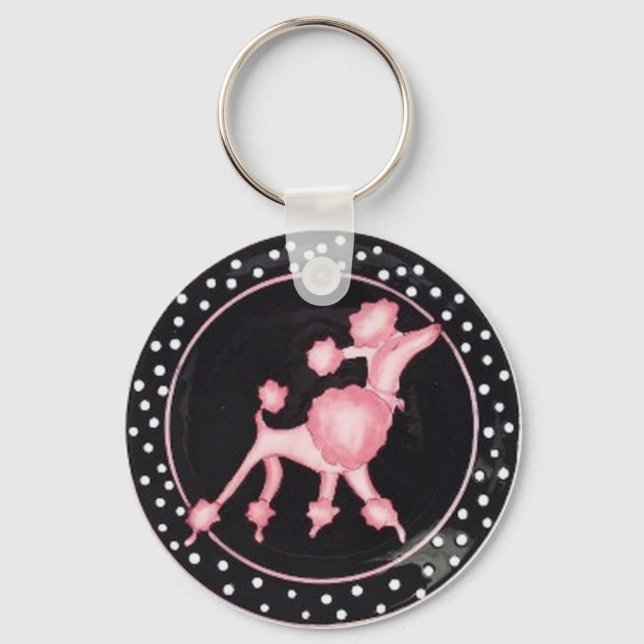 Pink Poodle Keychain Schlüsselanhänger (Vorderseite)