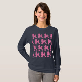 Pink Poodle Navy Wiederholung lange Schläfchen Fra T-Shirt