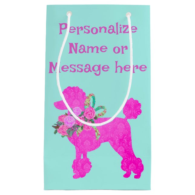 Pink Poodle Party personnalisé sac cadeau (Devant)