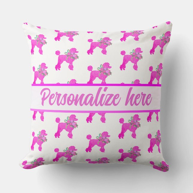 Pink Poodle Personalisiert Kissen (Vorderseite)