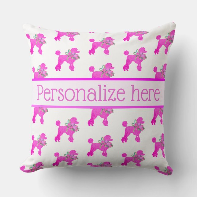 Pink Poodle Personalisiert Kissen (Vorderseite)
