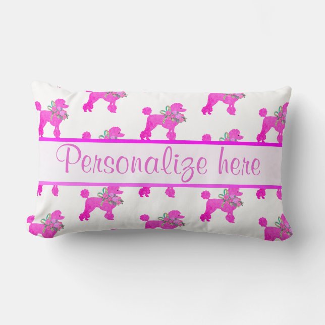 Pink Poodle Personalisiert Lendenkissen (Vorderseite)