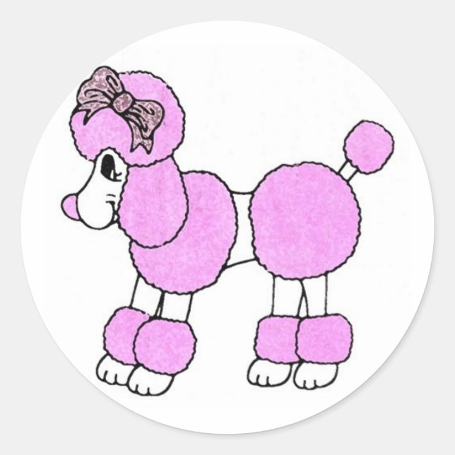 Pink Poodle Runder Aufkleber (Vorderseite)