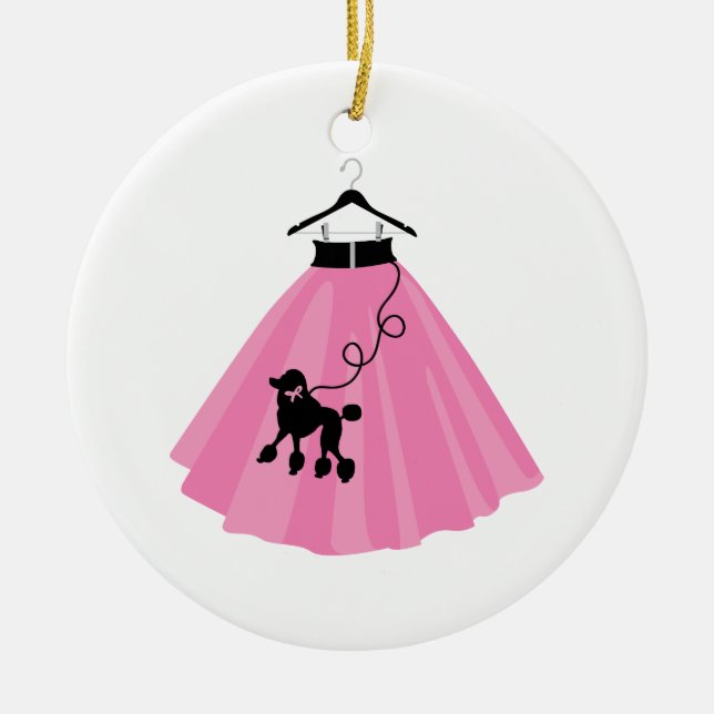 Pink Poodle Skirt Keramik Ornament (Vorne)