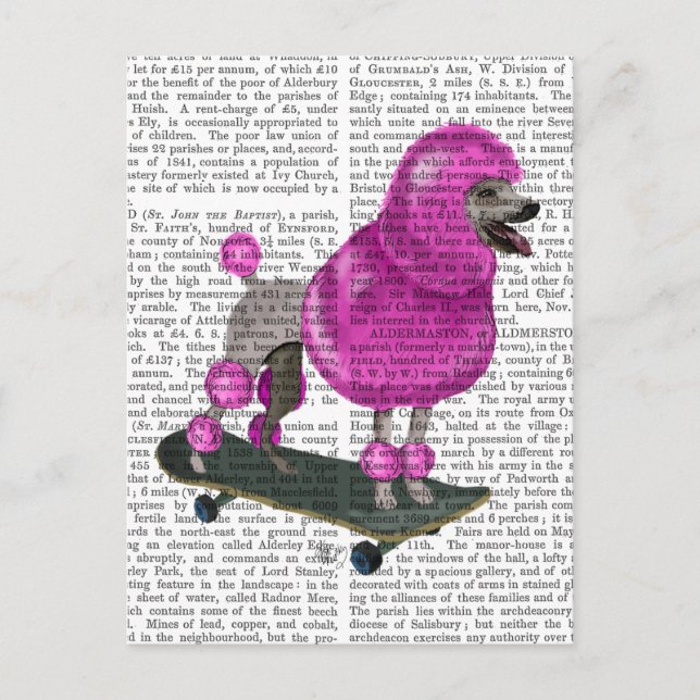 Pink Poodle und Skateboard Postkarte (Vorderseite)