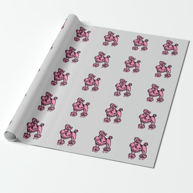 Pink Poodle Wrapping Paper Geschenkpapier (Ungerollt)