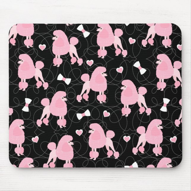 Pink Poodles and Bows Pattern Mousepad (Vorne)
