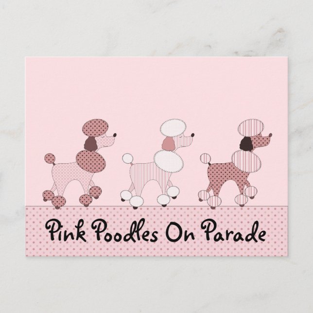 Pink Poodles auf Parade Postkarte (Vorderseite)