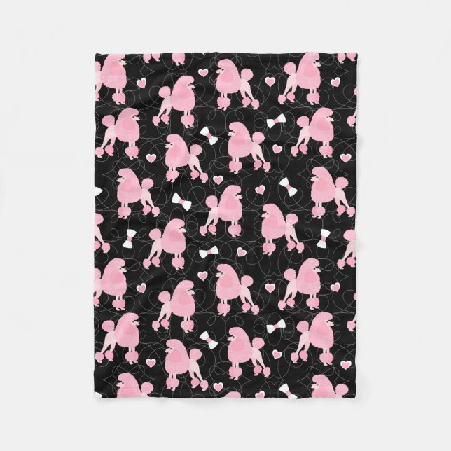 Pink Poodles und Bows Pattern Fleecedecke (Vorderseite)
