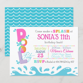 Pink Pool Party Einladung Sommer Geburtstag