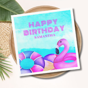 Pink Pool Party Geburtstag Serviette