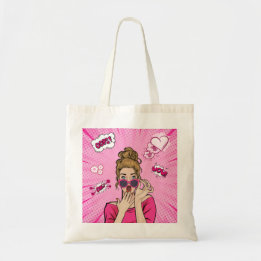 Pink Pop Art Glam Girl Comic-Tasche Tragetasche