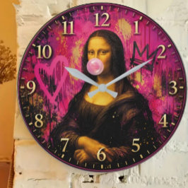 Pink Pop Art Mona Lisa Große Wanduhr