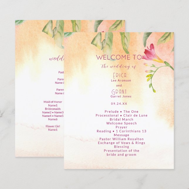 Pink Pop Freesia Peach Wedding Budget (Vorne/Hinten)