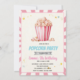Pink Popcorn-Party Einladung