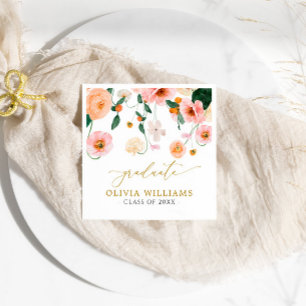 Pink Poppies Blume Graduation Party Napkins Serviette