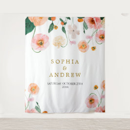 Pink Poppies Blume Hochzeitsband Wandteppich