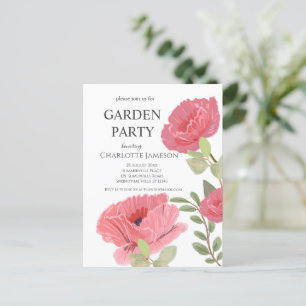 Pink Poppies Blumengarten Party Einladung Postkarte