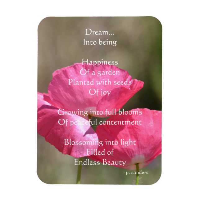 Pink Poppies Dream Gedicht   Magnet (Vertikal)