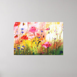 Pink Poppies Wildblume Zeichnen Leinwand