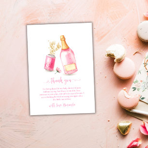 Pink Poppin Champagne Beer Girl Baby Dusche Dankeskarte