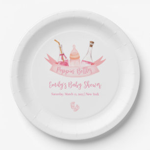 Pink Poppin Champagner Flaschen Feet Babydusche Pappteller
