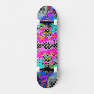Pink Poppy black and white polkadots Skateboard