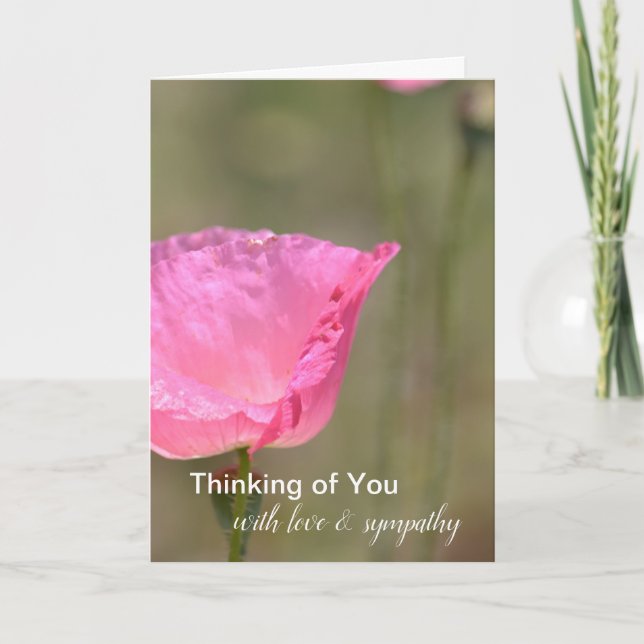 Pink Poppy Blume Denken Sie an Sie Karte (Vorderseite)