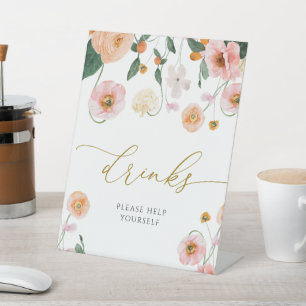 Pink Poppy Blume Duschgetränke Unterschrift Sockelschild