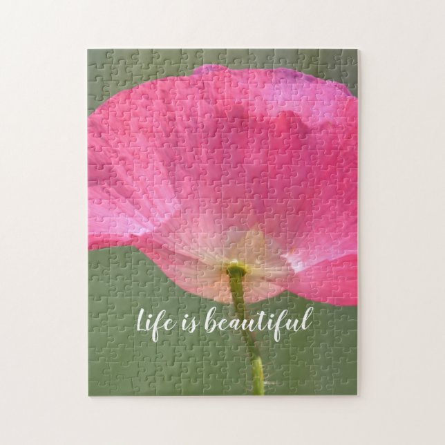Pink Poppy Blume Inspiration Zitat (Vertikal)