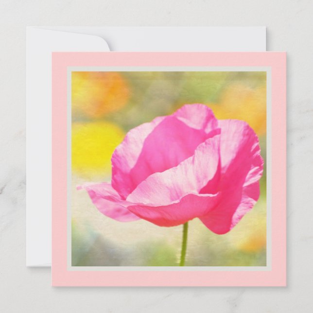 Pink Poppy Blume Kinderdusche Einladung (Vorderseite)