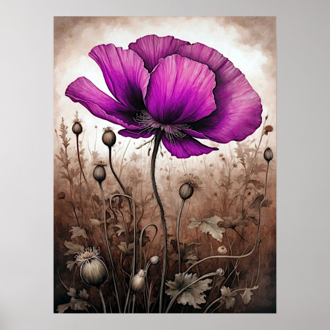 Pink Poppy Blume Wildblumen Blossom Schöne Poster (Vorne)